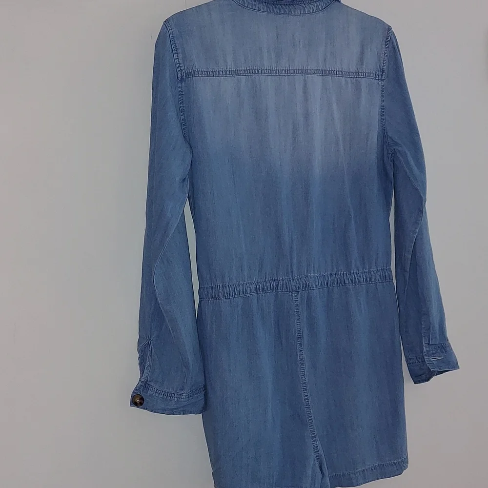 Francesca's Harper Heritage Soft Denim Jumper One Piece Button Shorts outfit M